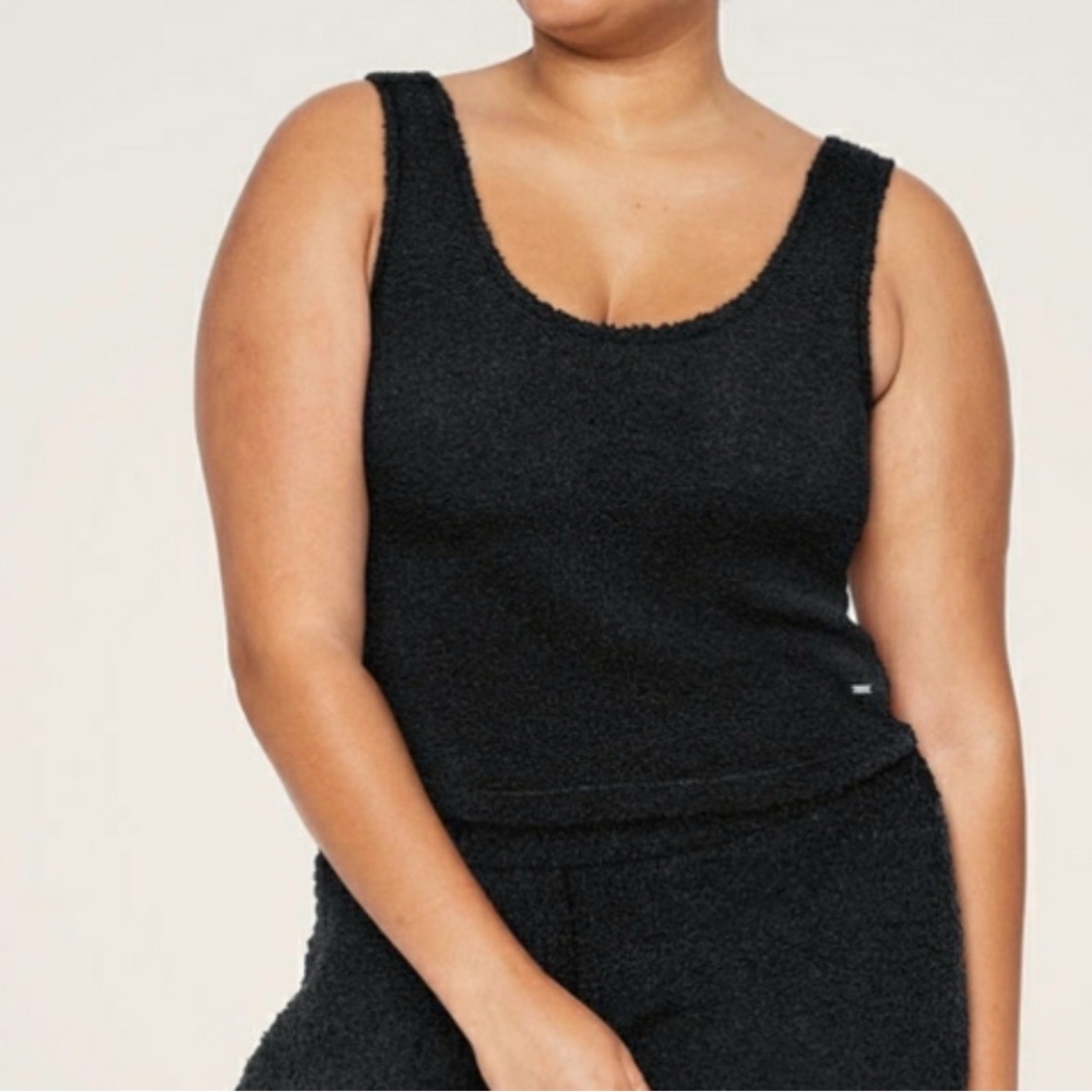 PINK Victoria's Secret Black Cozy Knit Crop Sleep Tank Size XL